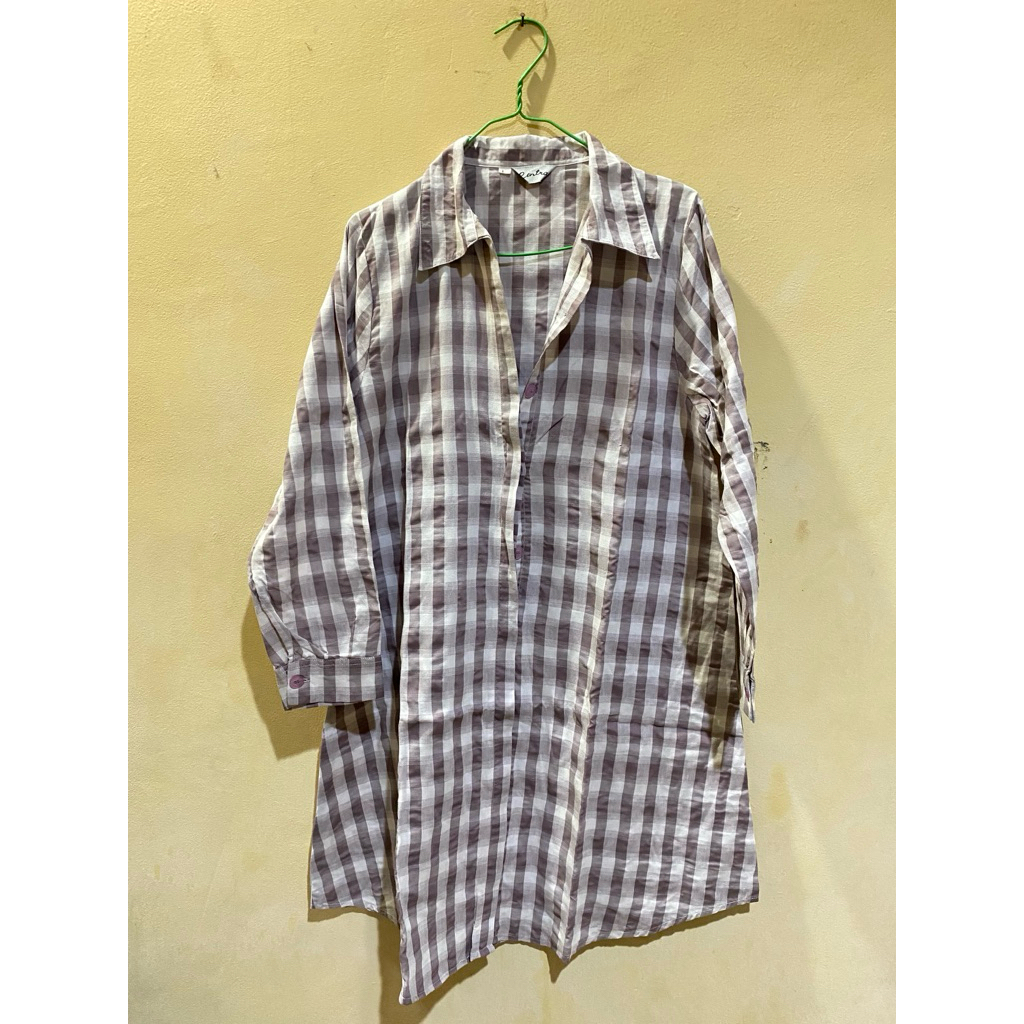 Tunik Kotak-Kotak Lengan Panjang