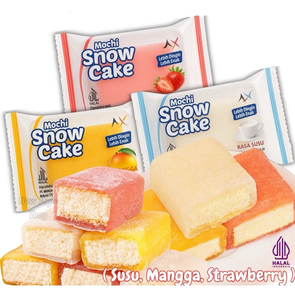 

MOCHI SNOWCAKE 1 KARTON DUS ISI 30 / 60 PCS MANGGA COKLAT SUSU STRAWBERRY MIX 4 RASA