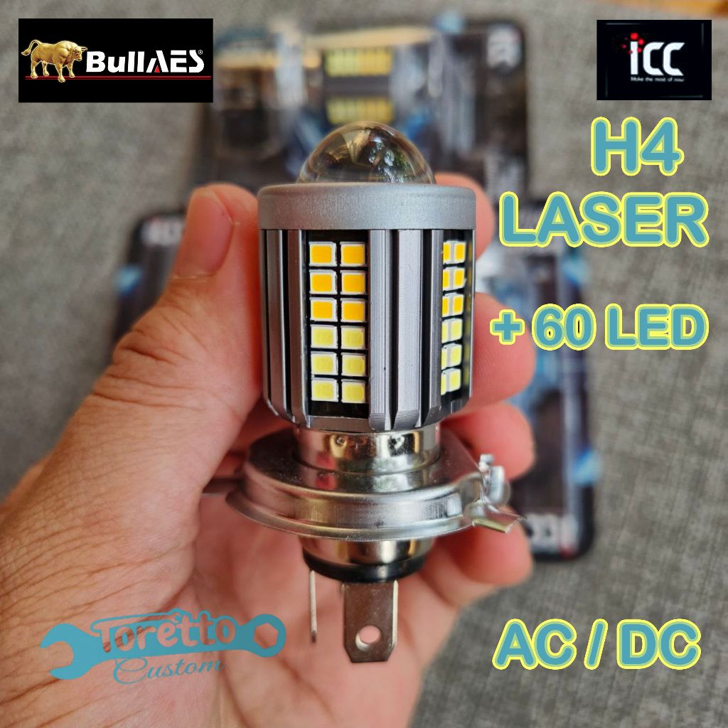 LAMPU MOTOR LASER H4 LAMPU DEPAN UTAMA PUTIH KUNING SUPER TERANG PLUS 60 MATA LED
