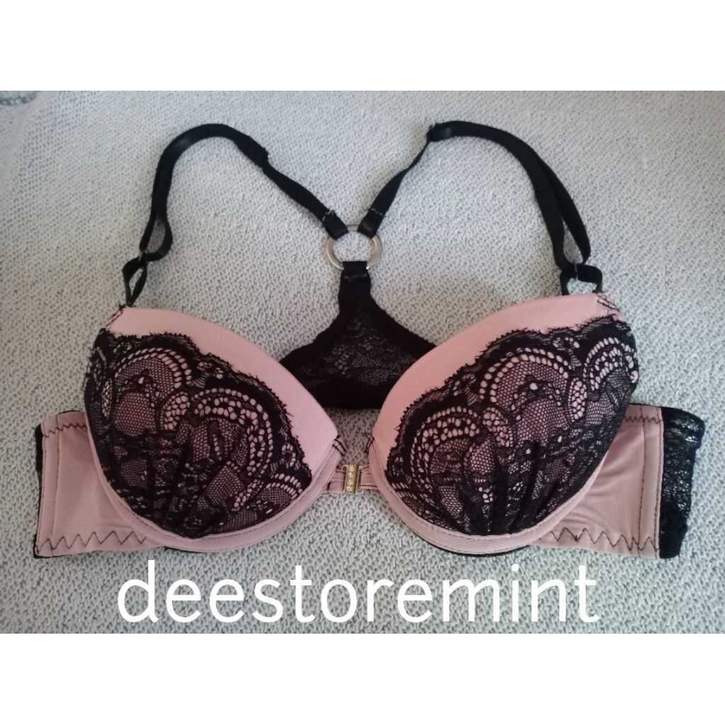 bh seksi black pink bh busa tebal kait depan