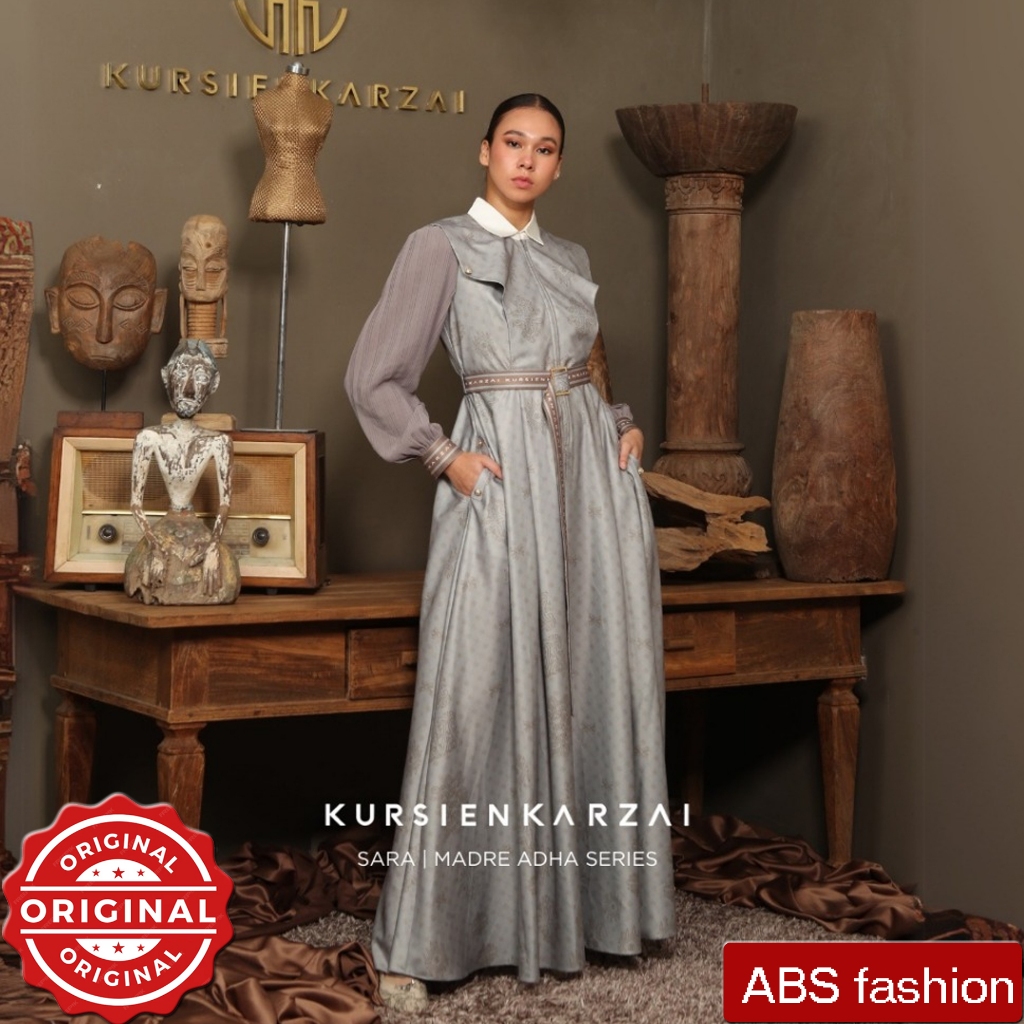 KURSIEN KARZAI SARA DRESS Grey Color, Baju lebaran elegan, Gamis pesta simpel mewah