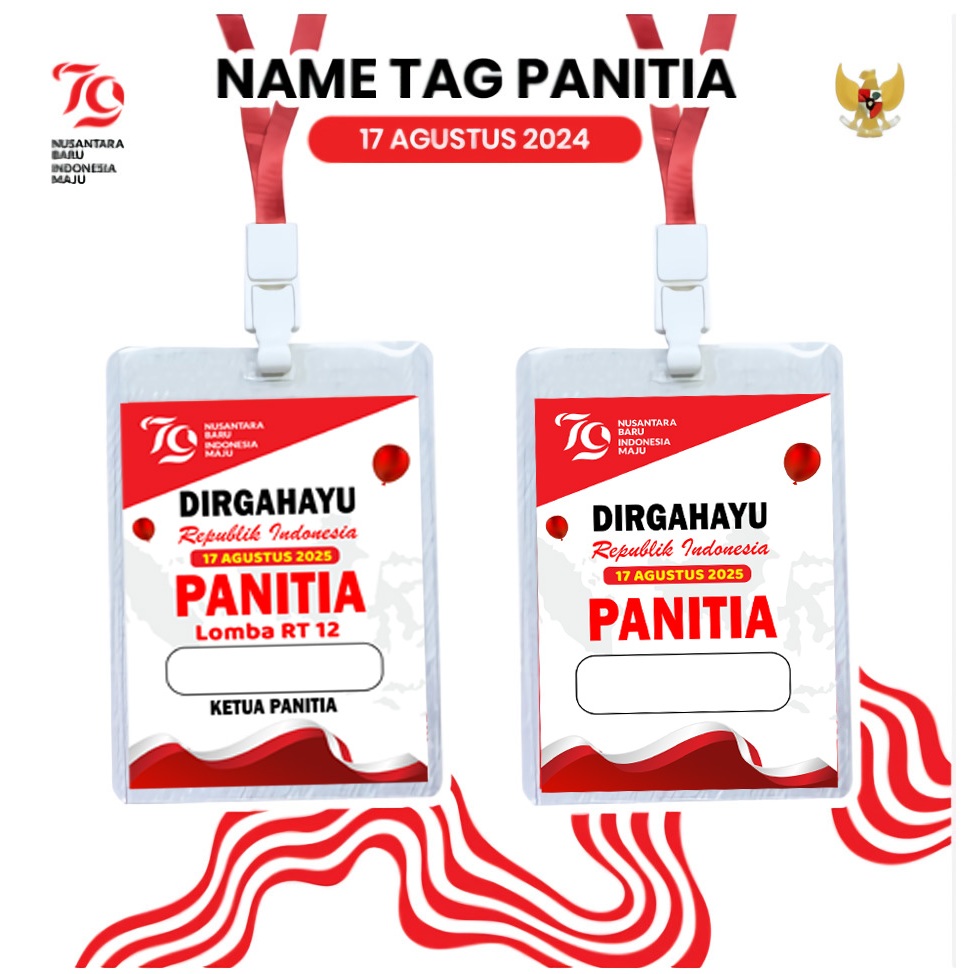 SET Name Tag Panitia | Name tag Panitia Kemerdekaan