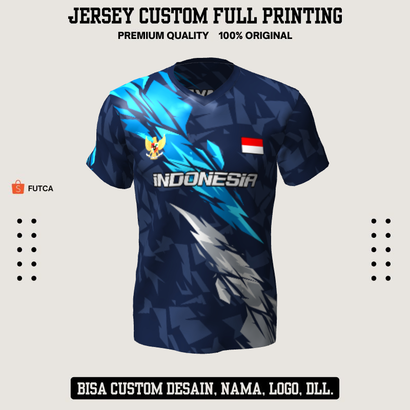 Kaos Jersey Futsal Biru Motif Abstrak 175 - Jersey Baju Olahraga Custom Full Printing