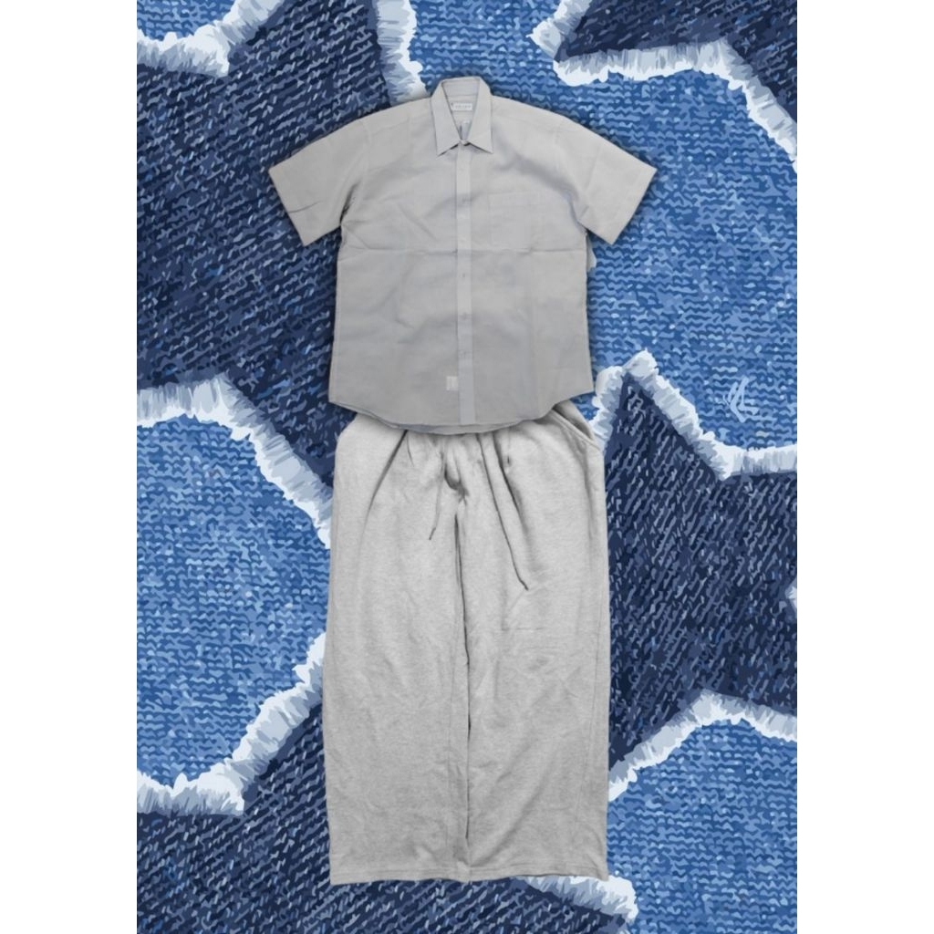 se set kemeja carven+sweatpants