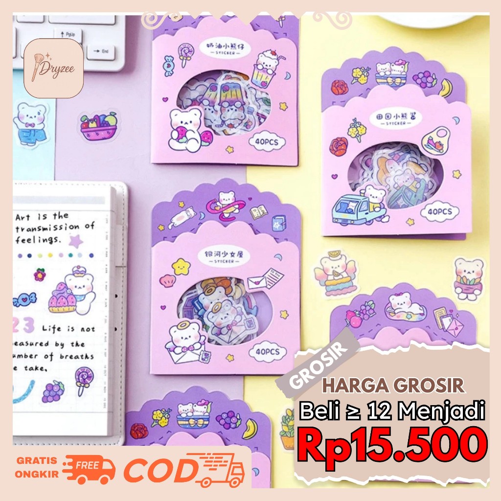 

Stiker Aesthetic Sticker Lilac Meng Meng Bear I (40 Pcs)