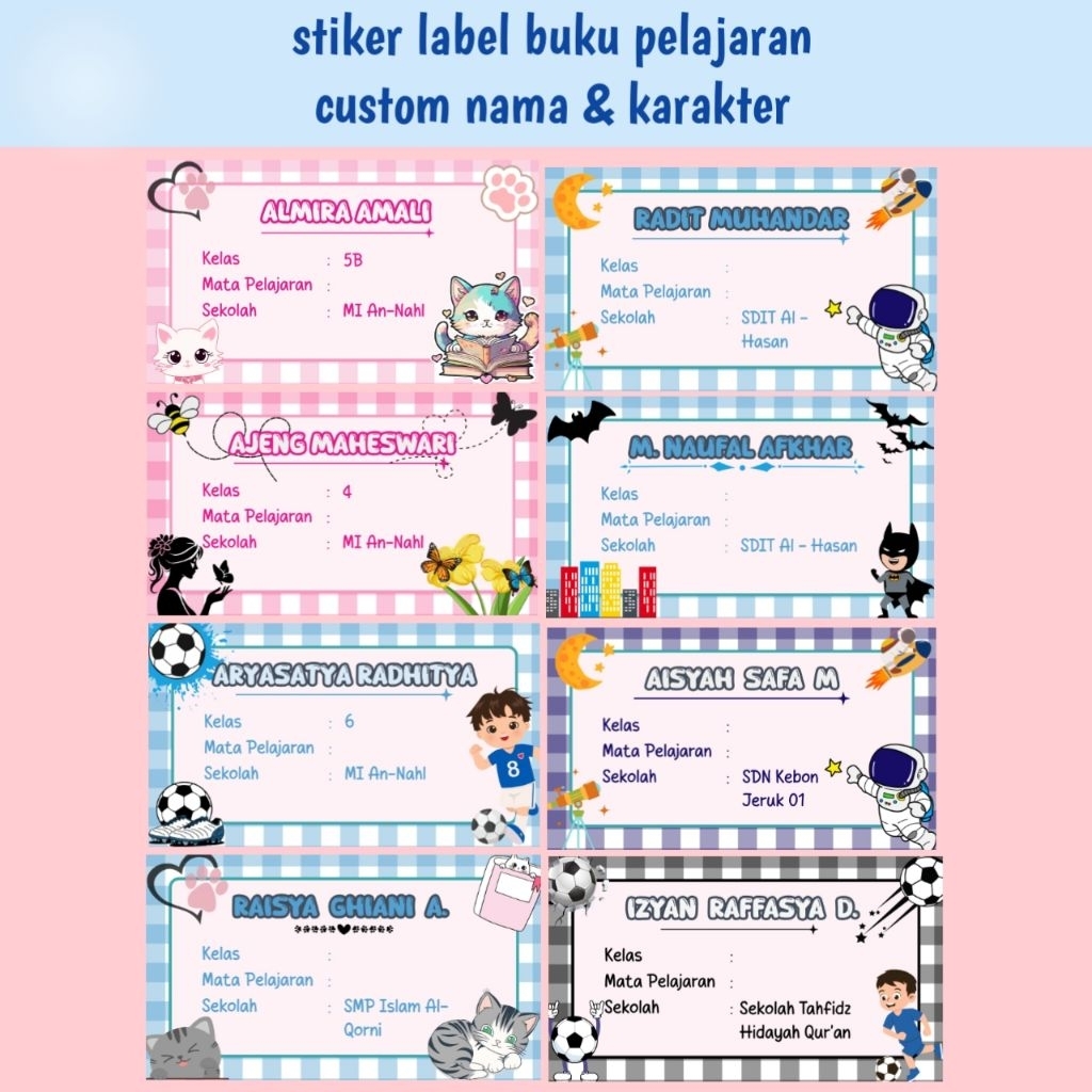 

STIKER LABEL BUKU MATA PELAJARAN CUSTOM NAMA DAN KARAKTER