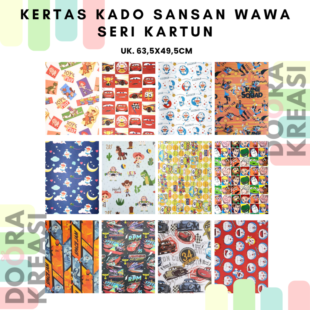 

Kertas Kado Wrapping Paper Sansan Wawa Seri Kartun