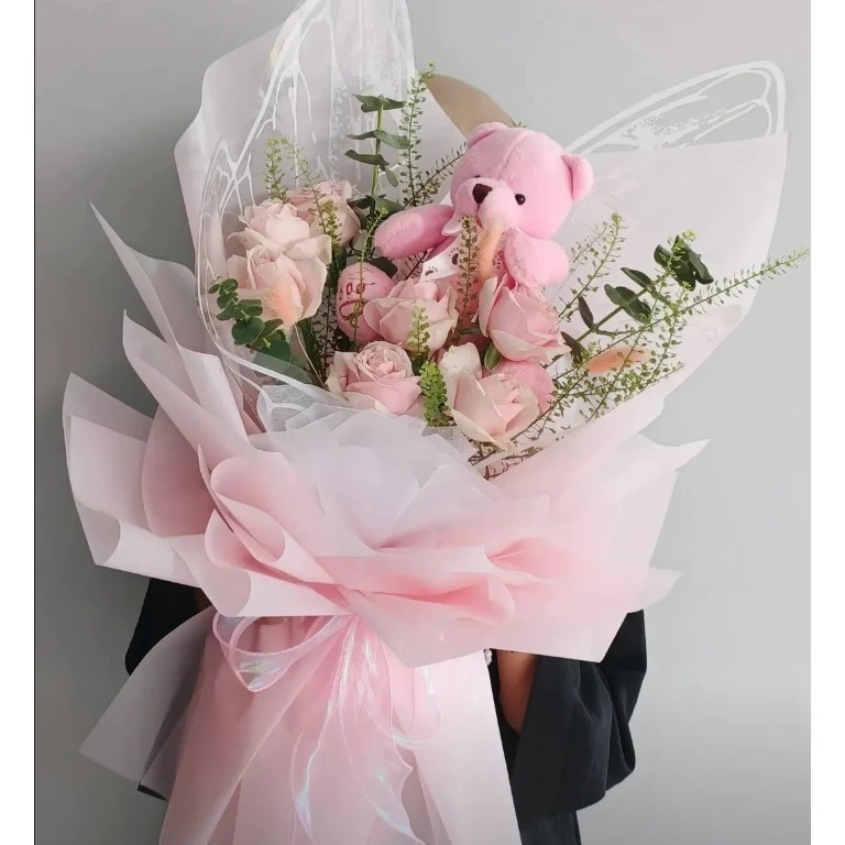HER.GS Fresh Flower SEVEN ROSES Bouquet / BUKET 7PCS BUNGA MAWAR ASLI / BUKET FRESH ROSE FLOWER