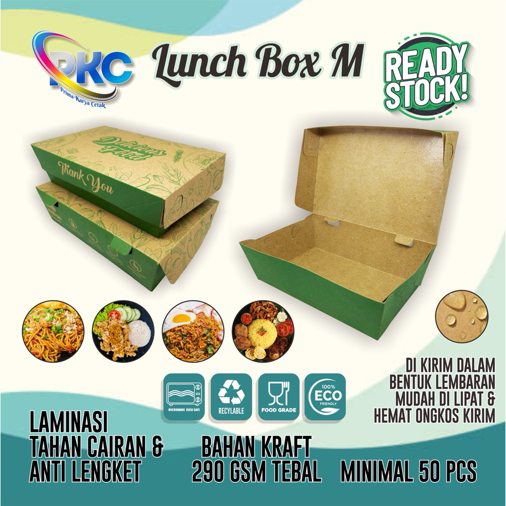 Lunch Box Motif Size M Laminasi Paper Kraft 290 Gsm Kotak Dus Makan Nasi Ayam Nasi Goreng Nasi Kunin