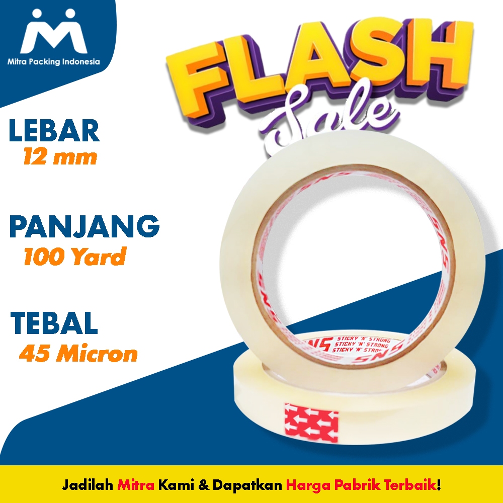 

Solasi / Isolasi / Solatip/ Lakbn 1/2 INCH (12 mm) 100 Yard SNS - Mitra Packing Indonesia