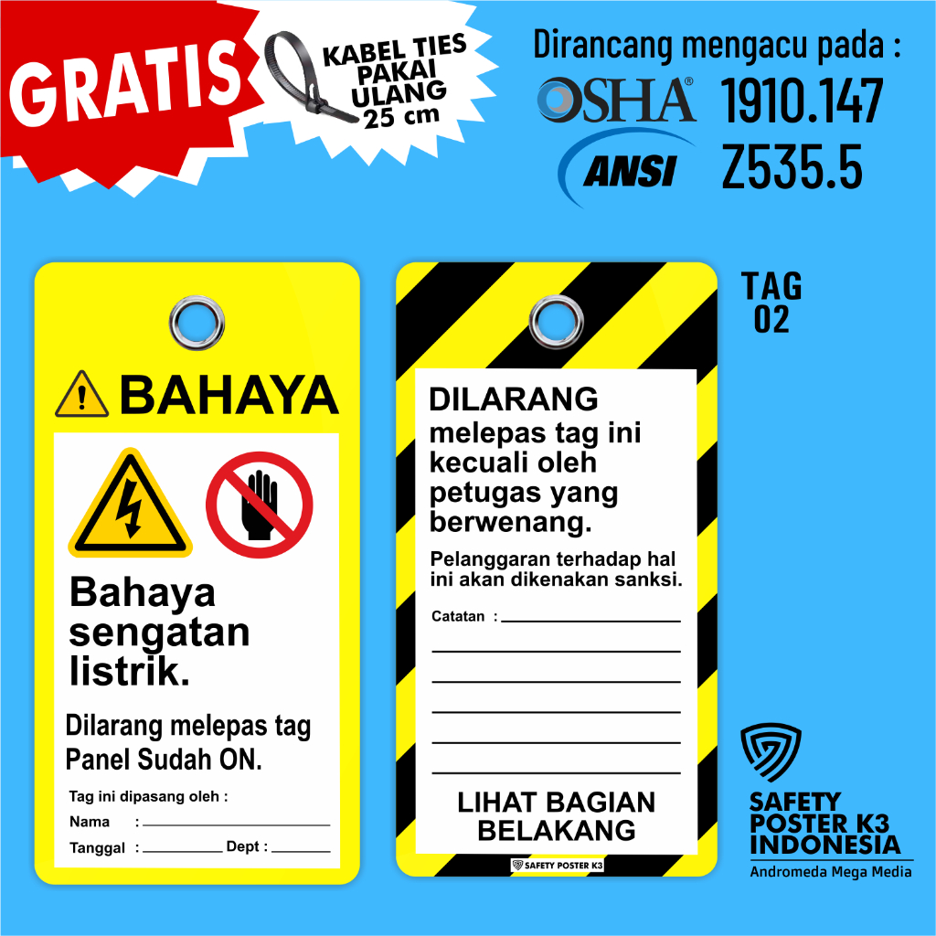 

Tag Loto : Bahaya Sengatan Listrik, Kuning HItam, Outdoor Anti Air.