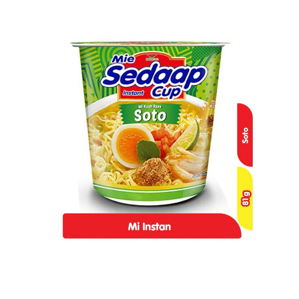 

1 Dus isi 12 cup SEDAAP MIE INSTAN CUP SOTO 81 gram