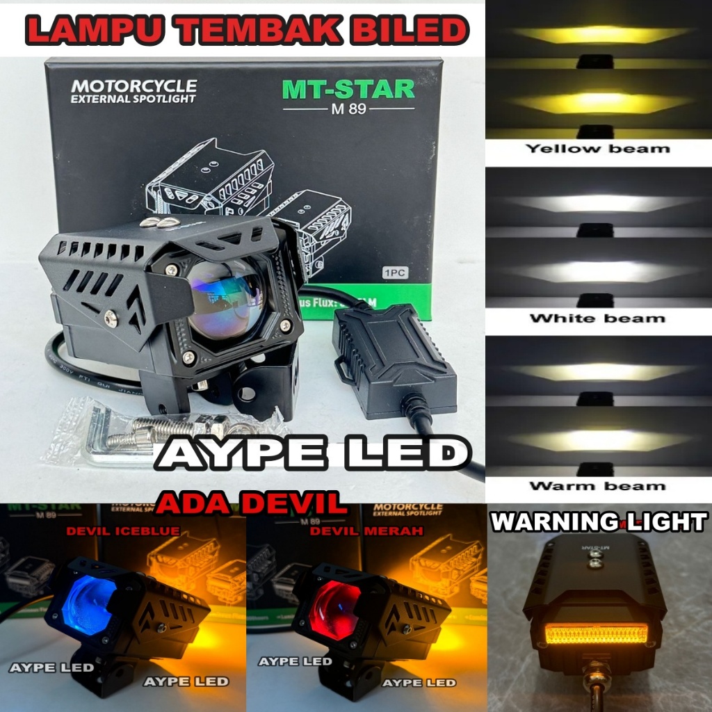 Lampu Tembak Biled Matrix X1 50 Watt Bluelens M89 Ada Warning Light Demon Eyes Cahaya 3 Warna Waterp