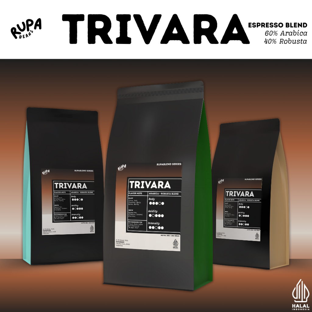 

Blend Es Kopi Susu TRIVARA by Rupa Beans (Arabica & Robusta Coffee Beans - Espresso Roast)