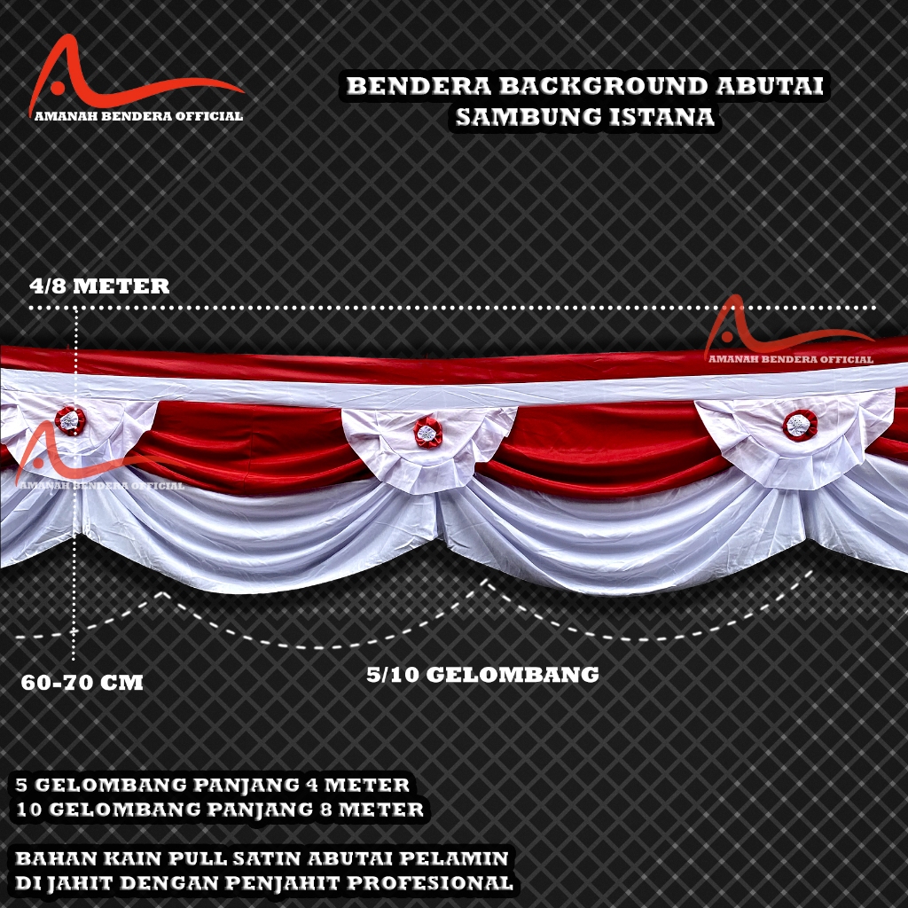 BENDERA BACKGROUND ABUTAI ISTANA PULL PELAMIN UKURAN 8 METER