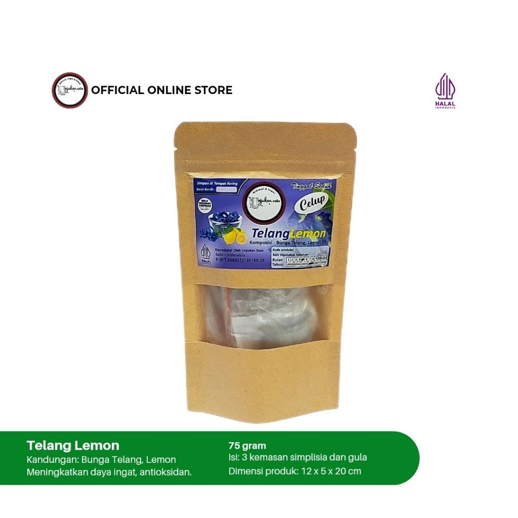 

Teh Telang Lemon Celup Pouch Unjukan Solo / Butterfly Pea Lemon / Tinggi antioksidan / Menurunkan tekanan darah