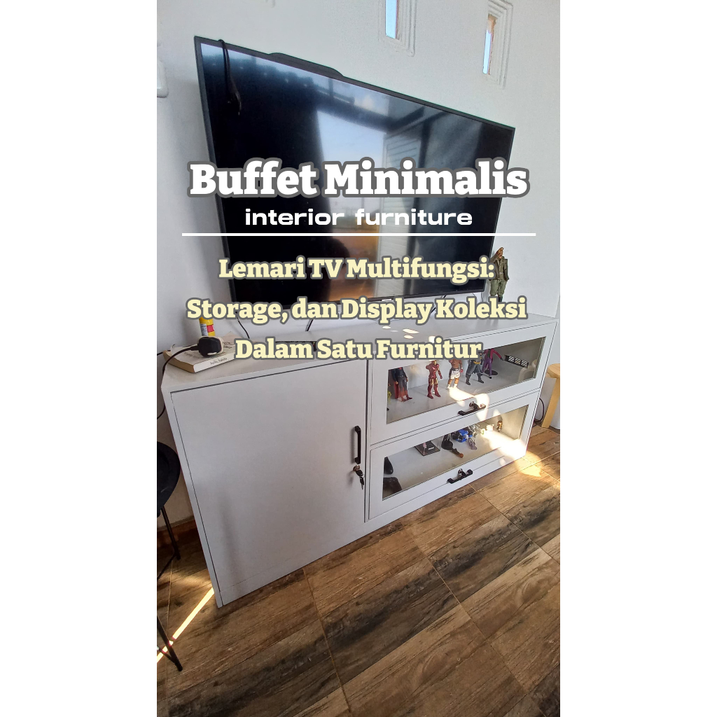 LEMARI TV MINIMALIS/BUFFET TV + ETALASE KACA/BUFFET TV MINIMALIS