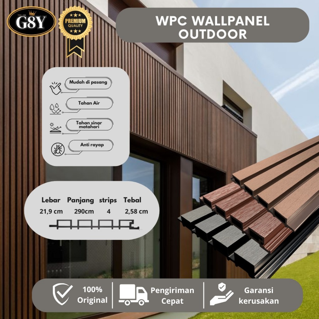 WPC Outdoor Wood Panel Dinding /Pagar /Wall Panel Exterior Rumah Outdoor Motif Kayu