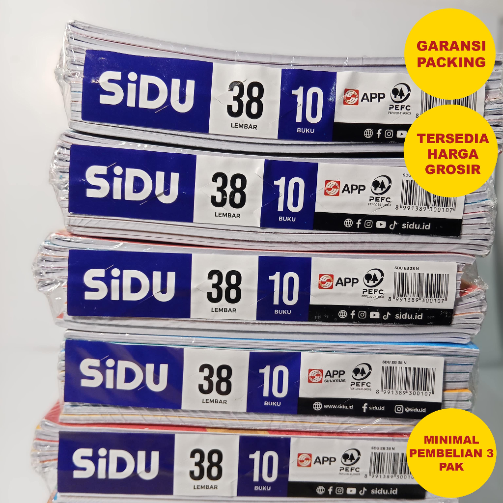 

Buku Tulis Sidu 38 Lembar - Isi 10 Buku / Pak | Grosir Hemat | Cocok SD SMP | Packing Kardus Aman | Grosir Murah Min 3 Pak | ATK Sekolah