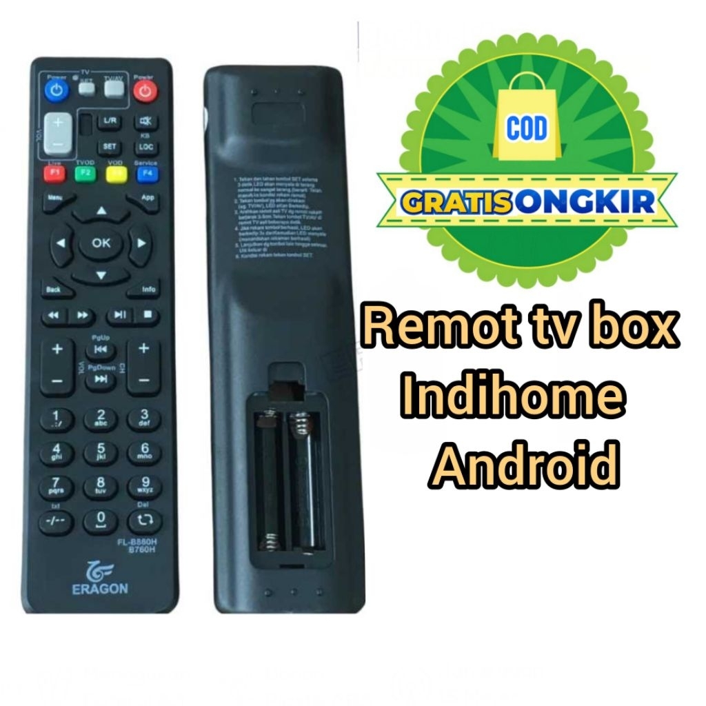 Remote TV box INDIHOME | Suitable For Android TV Box ZTE ZXV10 B860H B760H Hitam