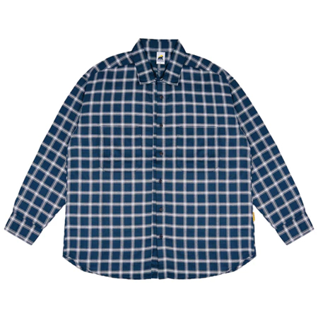House of Smith Bdg Kemeja Flanel Oversize Pria - Double Pocket Oversized Flannel Navy White - Flanne