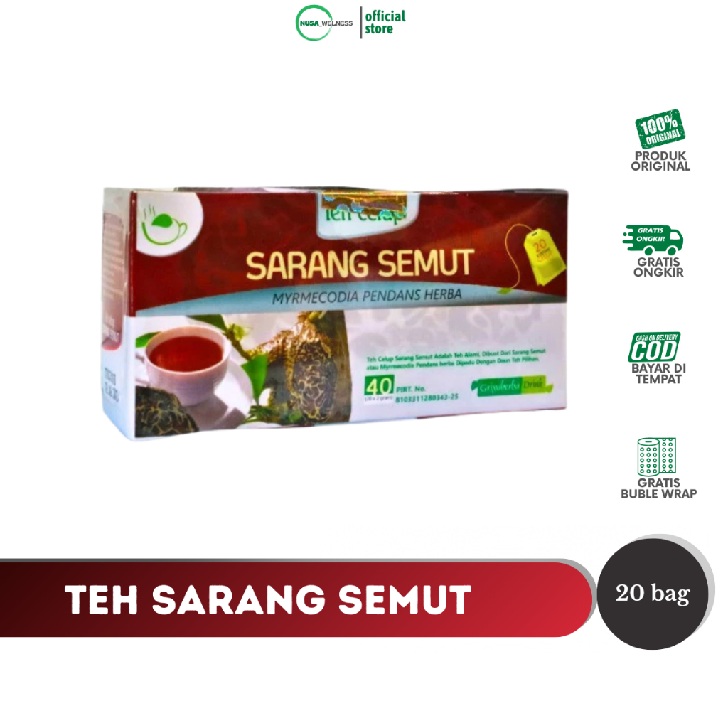 

TEH SARANG SEMUT GRIYA HERBA – isi 20 kantong teh herbal | anti kanker | redakan asam urat | bantu rematik | herbal alami | original | halal BPOM