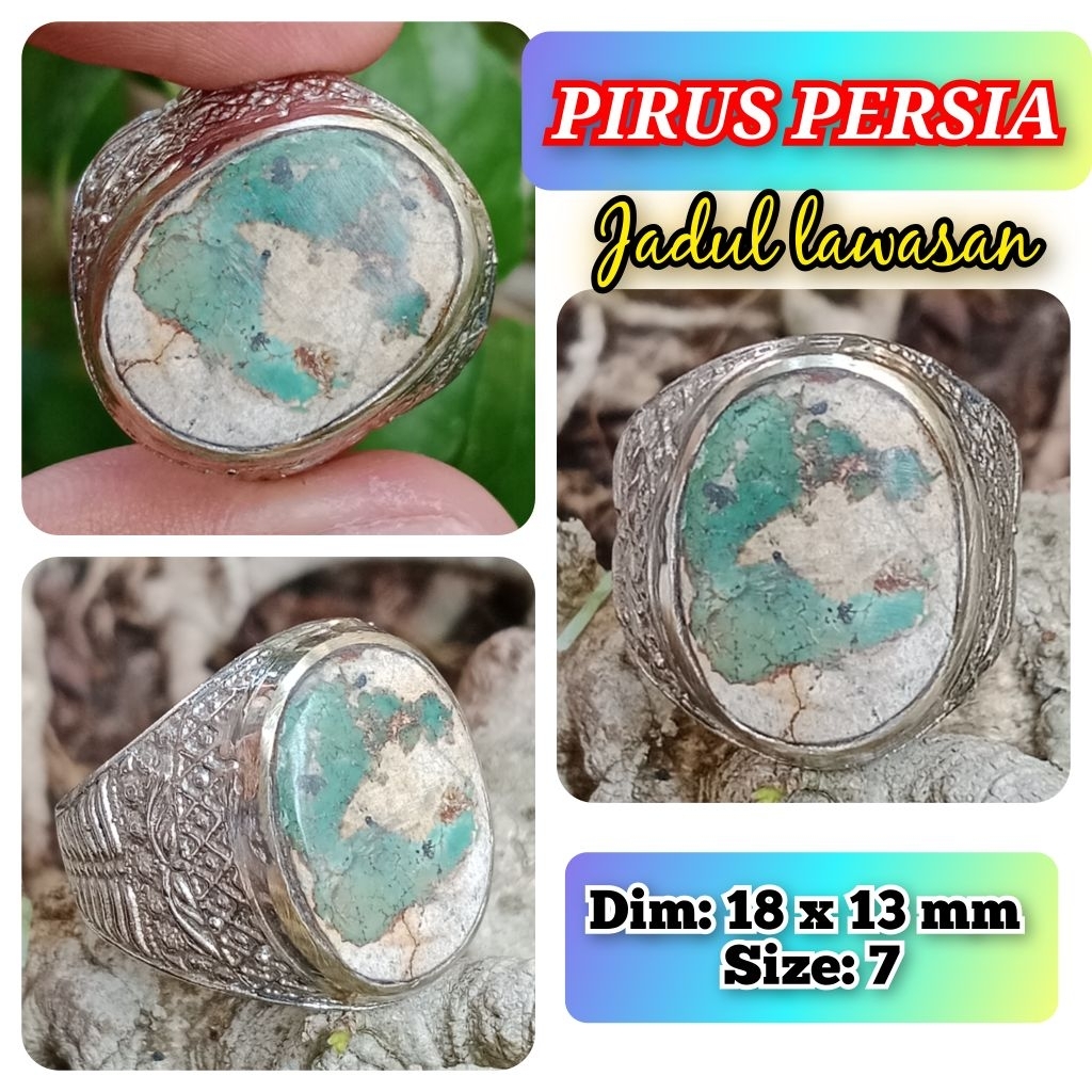pirus Persia cincin batu akik asli pirus Persia siap pakai.26