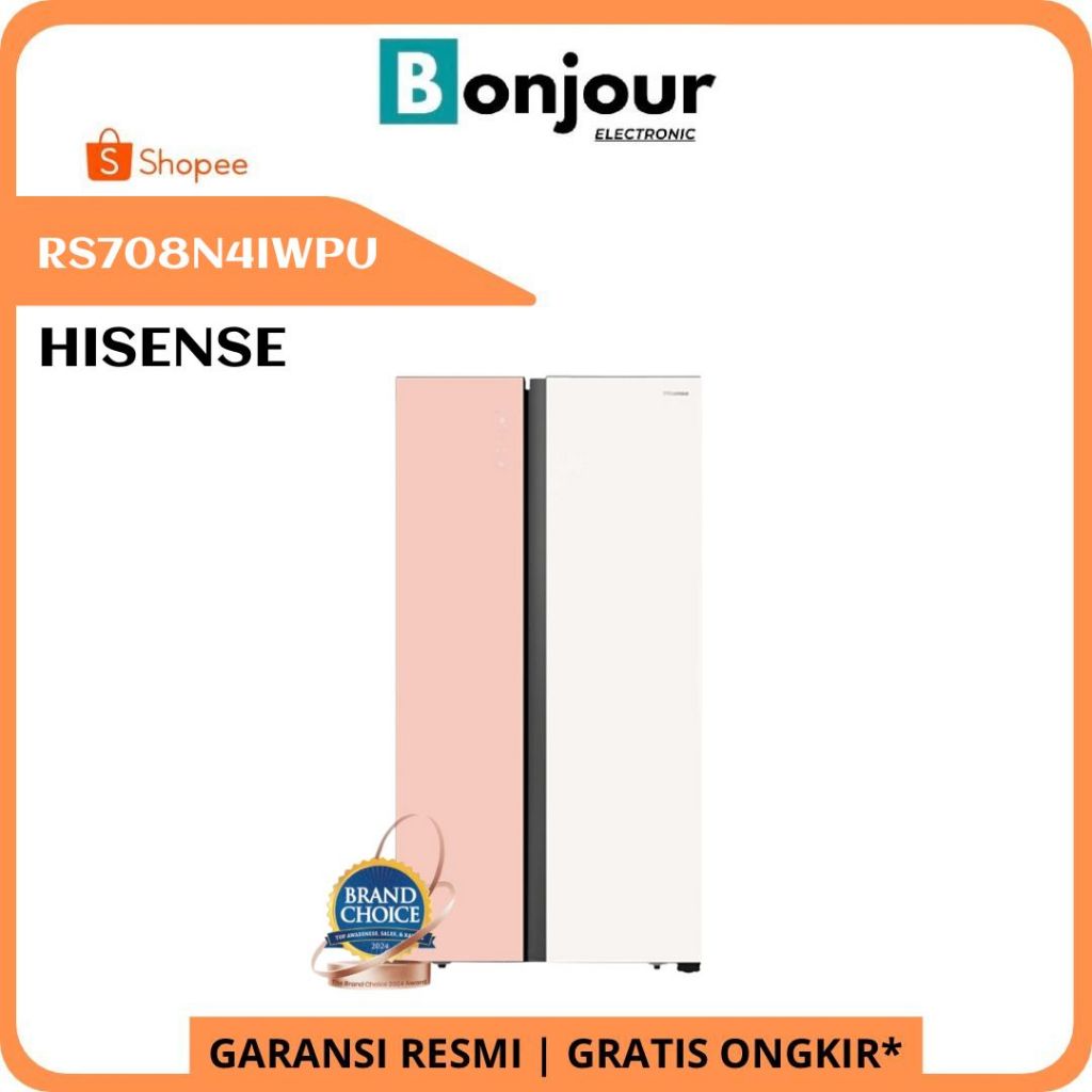 Kulkas Bespoke Hisense RS708N4IWPU Side by Side Kulkas Hisense Inverter 566 Liter
