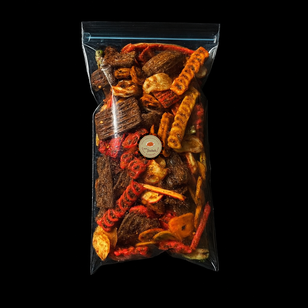 

Kerupuk Seblak Campur Mix 250gr Pedas Daun Jeruk