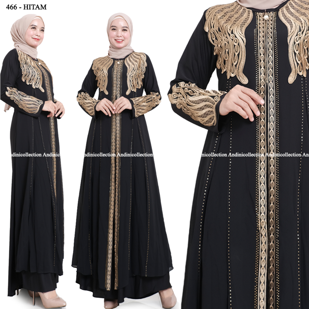 Abaya Hitam Turkey Payet Premium Gamis Syari Remaja Muslimah Elegan untuk Umroh & Kajian 466