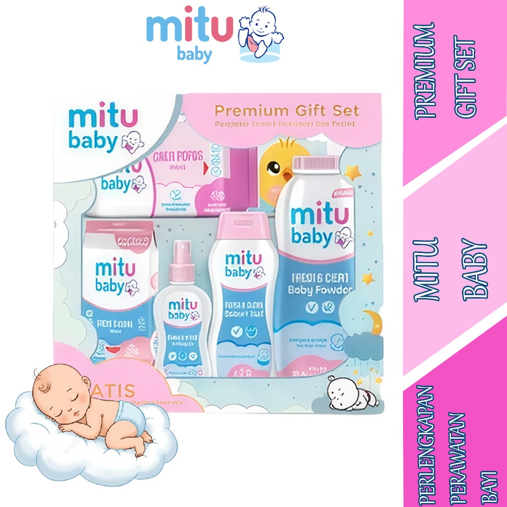 Perlengkapan Perawatan Bayi - Mitu Baby - Premium Gift Set - Isi Set 5pcs