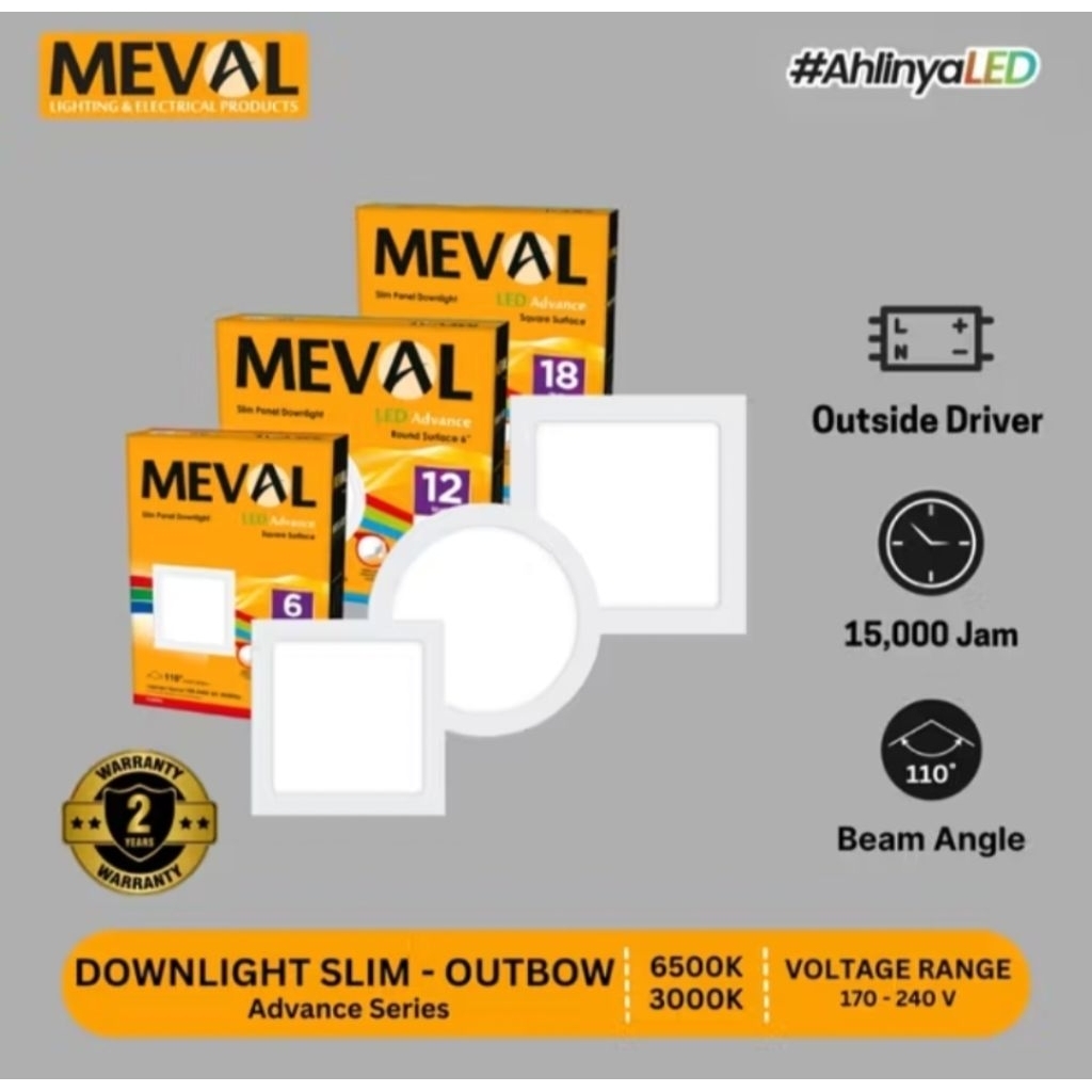 MEVAL DOWNLIGHT OUTBOW BULAT 18W PUTIH LED / DOWNLIGHT OUTBOW MEVAL 18WATT