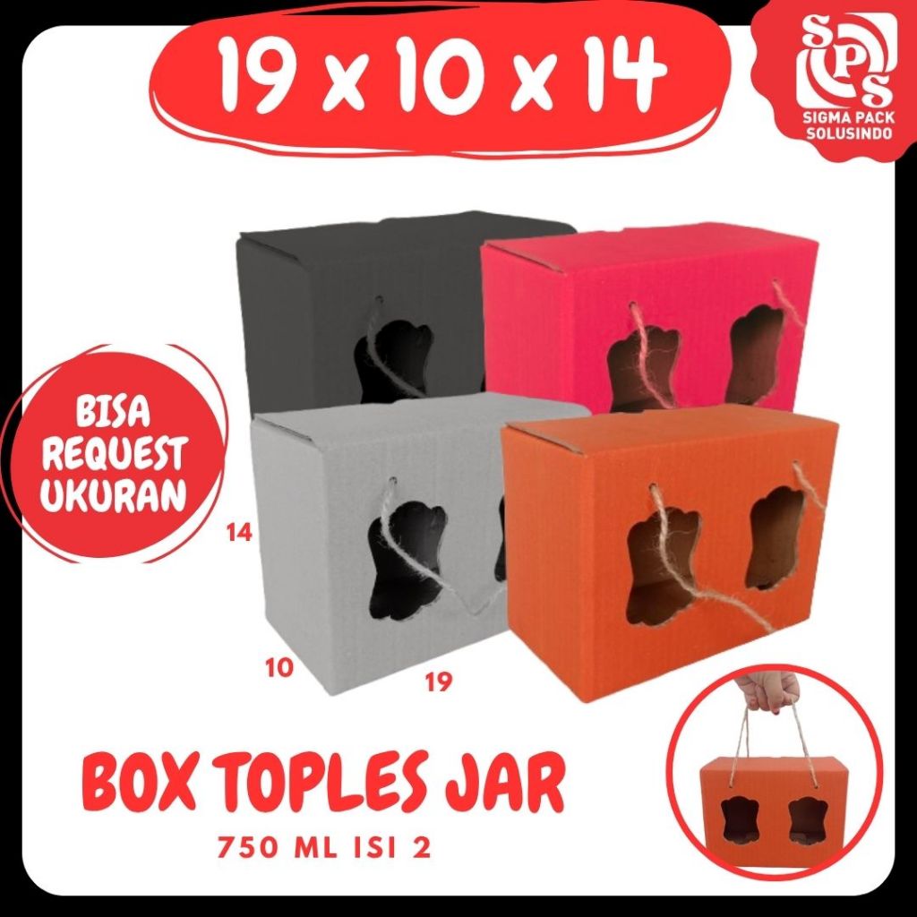 

Box 19x10x14 Jinjing Tali (KUKER TOPLES JAR 750 ml Isi 2) Gable Box Kardus Kue Kering Zigma Box