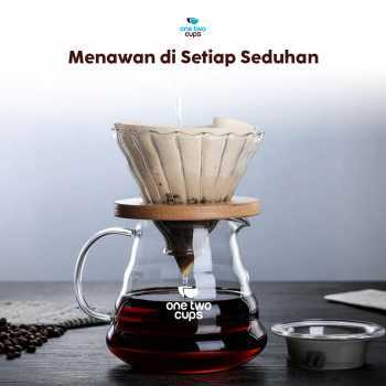One Two Cups Coffee Server V60 Drip Pour Over Borosilicate Glass