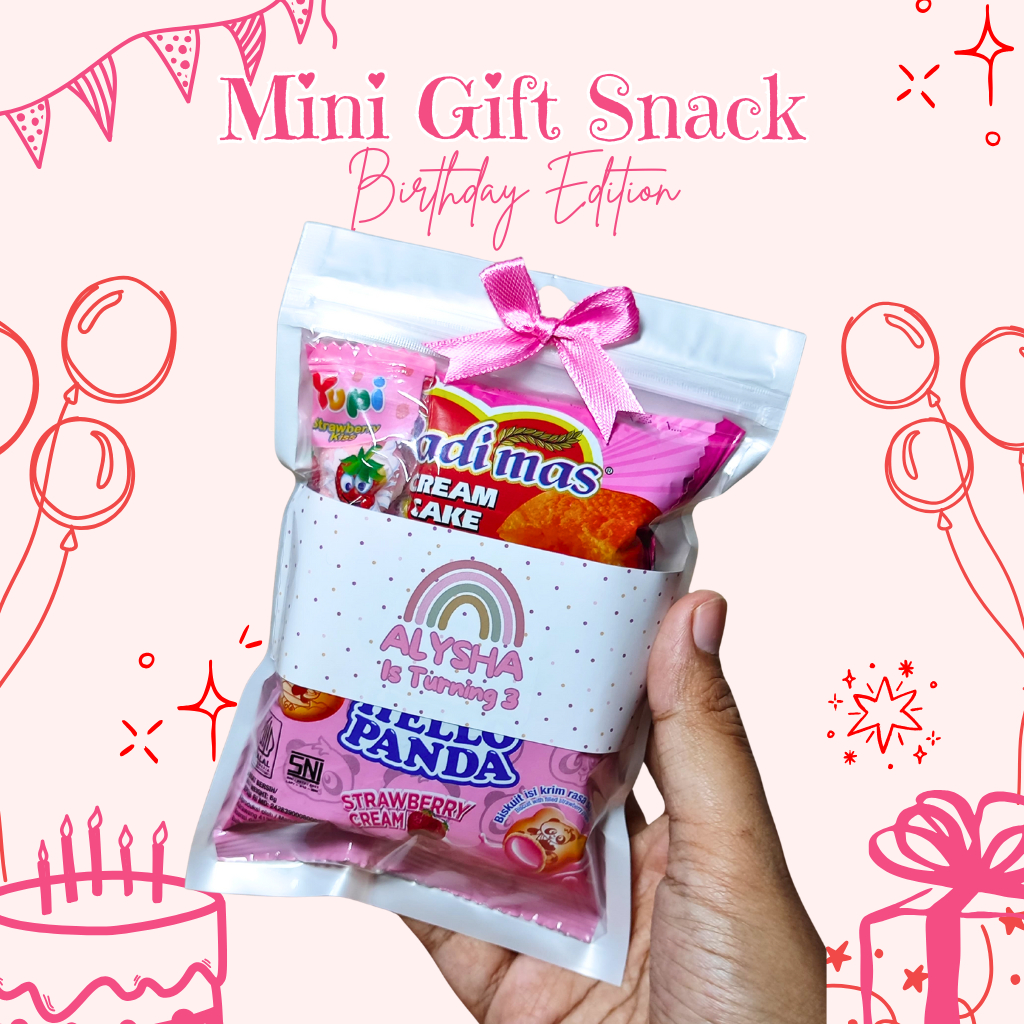 

Mini Gift Snack Ulang Tahun Anak / Gift snack untuk ulang tahun / Gift snack ultah anak pink