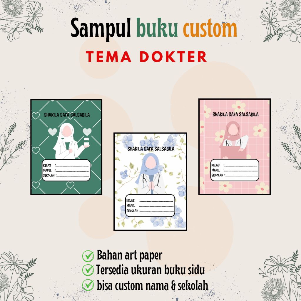 

sampul buku custom (nama, sekolah,kelas)isi 10 pcs
