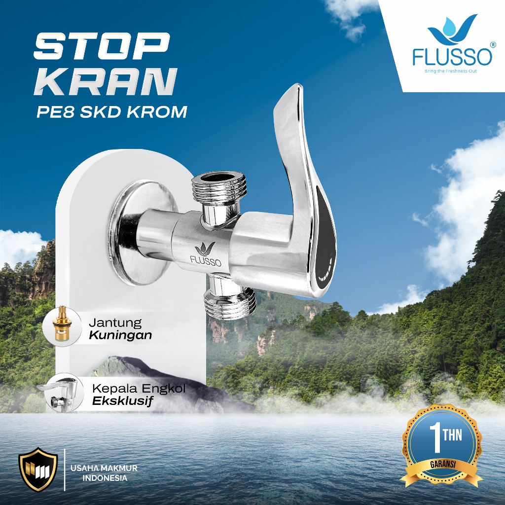 Stop Kran Dobel | Flusso Stop Kran Wc Model Engkol | Kran T Closet FLUSSO 2856