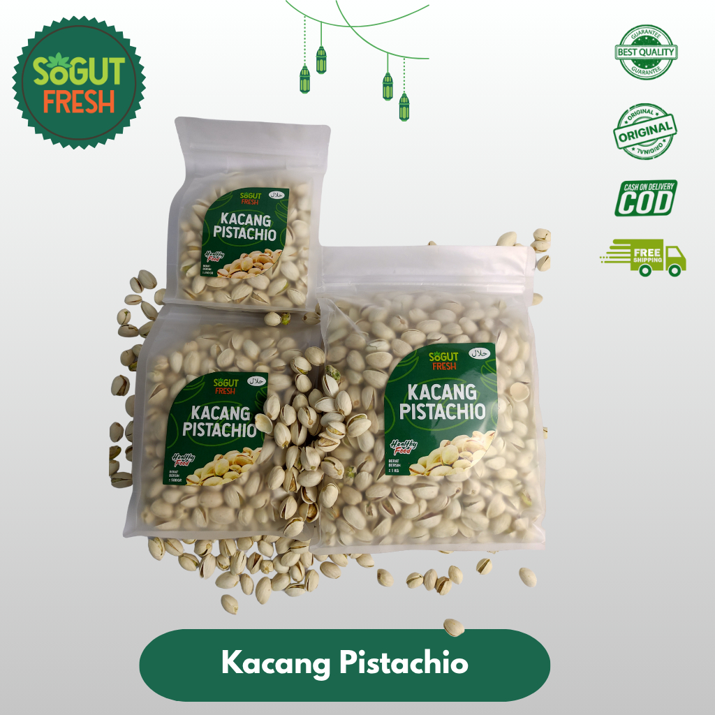 

Sogut Fresh Kacang Fustuk / Pistachio 1kg Kulit Roasted Matang Oleh Oleh Haji dan Umroh