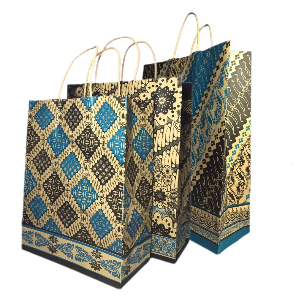 Bamboo - Paper Bag Brown Craft Motif Batik  - Lusin