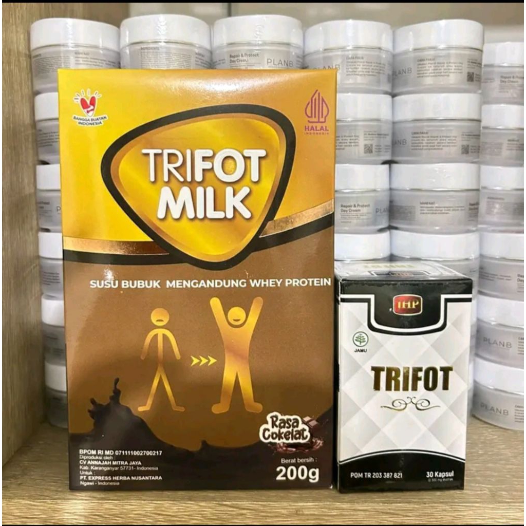 

Paket Hemat Trifot Susu Rasa Cokelat dan Vanilla dengan 30 kapsul dan 200gr Susu