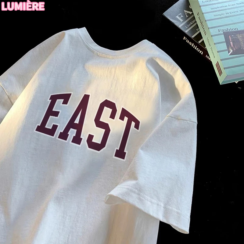 [COD] Korean Style Baju Kaos Oversize Corak Huruf Printing Baju Atasan Wanita Pria Hitam Kaos Oversi