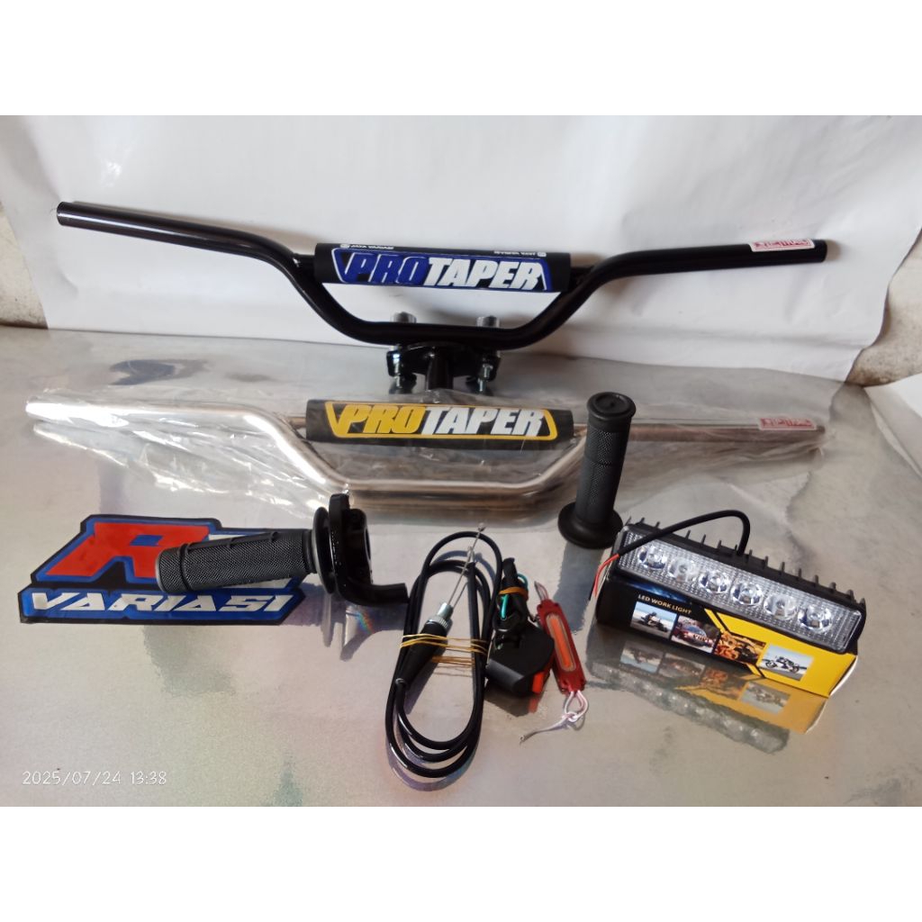 paketan stang trail model crf untuk motor bebek bonus saklar dan lampu
