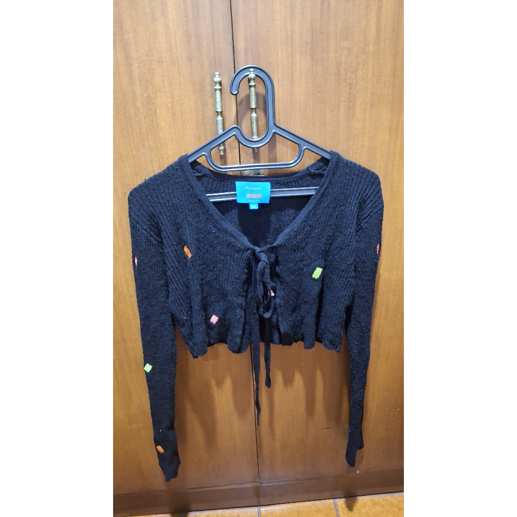 Cardi crop hitam model tali Pomelo x  Haribo