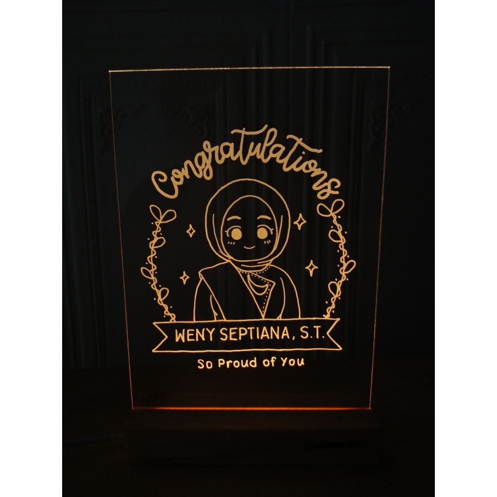 Akrilik LED custom by nuanproject || Gift wisuda || hadiah ultah || Akrilik custom