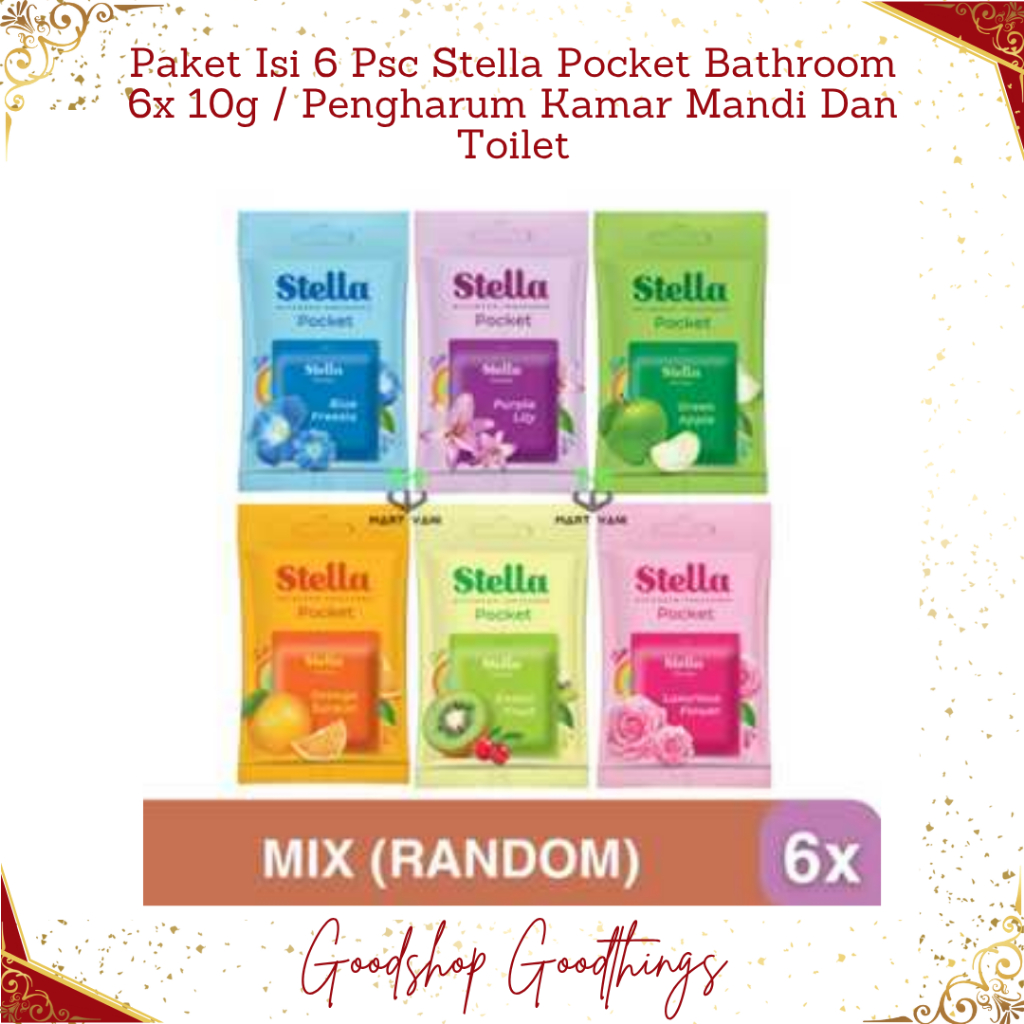 Paket Isi 6 Psc Stella Pocket Bathroom 6x 10g / Pengharum Kamar Mandi Dan Toilet