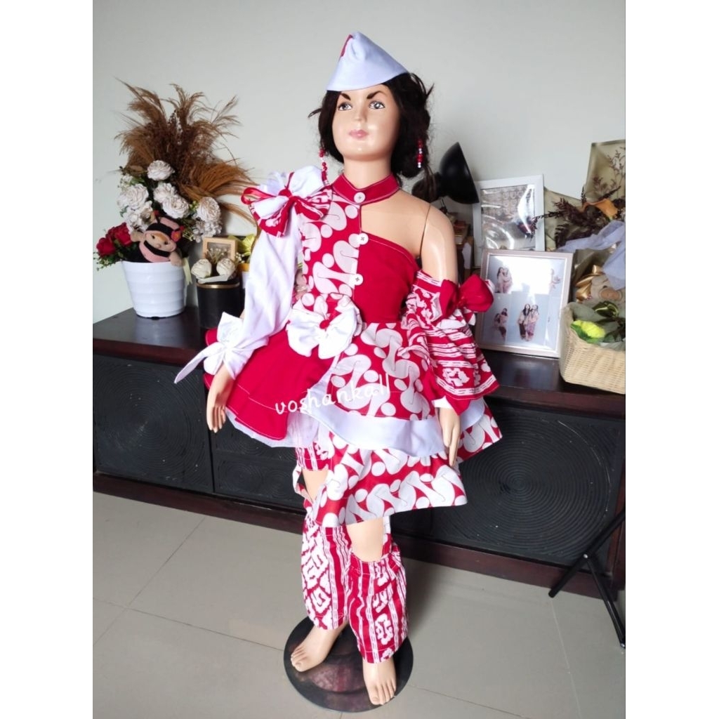 Dress merah putih etnik Nusantara anak felice