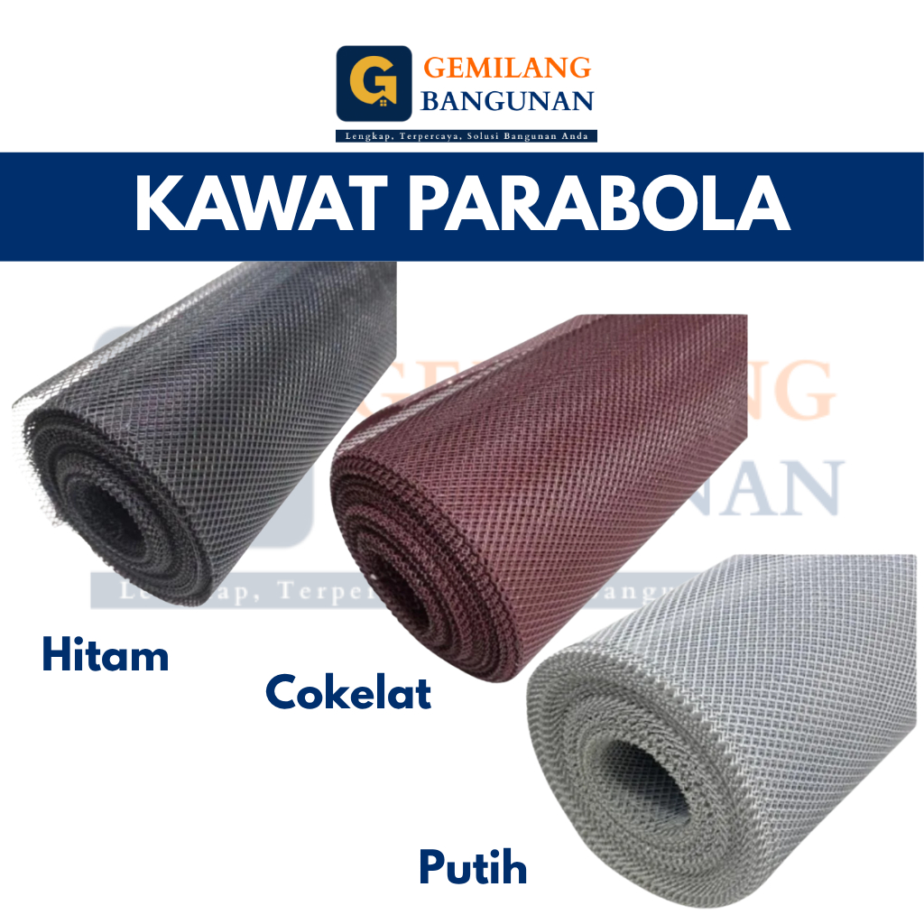 Kawat Parabola Baja HITAM, PUTIH, COKELAT Kawat Baja Kawat Anti Nyamuk Serangga - 1 rol 10 Meter / R