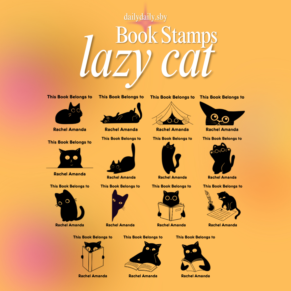 

Book Stamp Lazy Cat | Stempel Buku Flash Kucing Custom Nama