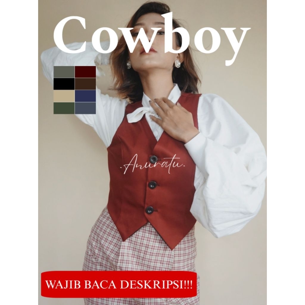 COWBOY Vest Warna Lain Wanita Vintage Aesthetic Retro|Anuratu Store official