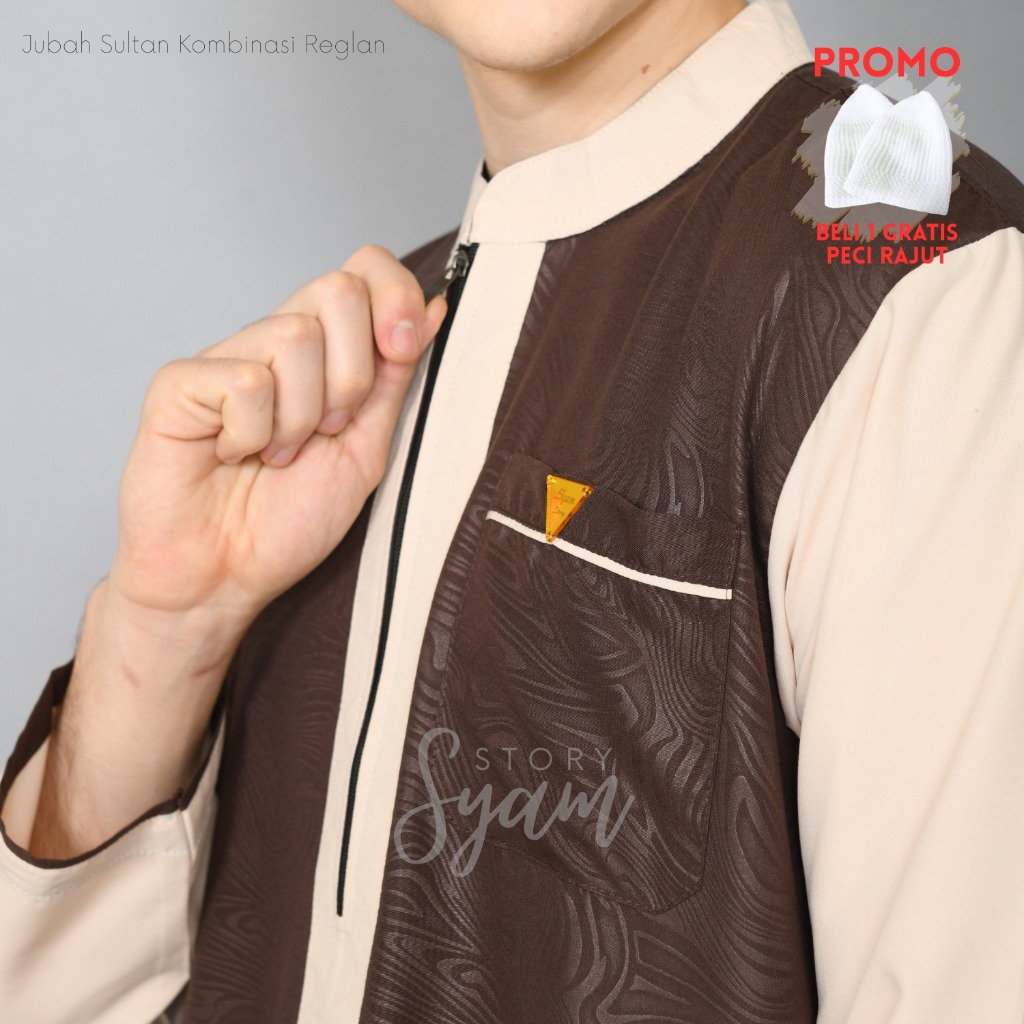 DISKON JUBAH PRIA SULTAN KOMBINASI EMBOS HARIMAU BENGGALA REGLAN ZIPER GAMIS PRIA DEWASA GAMIS